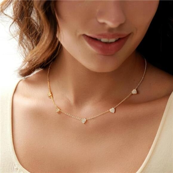 Gold Heart Necklace | Trendy Dainty Pendant with Popular Heart Design - Picture 2 of 7